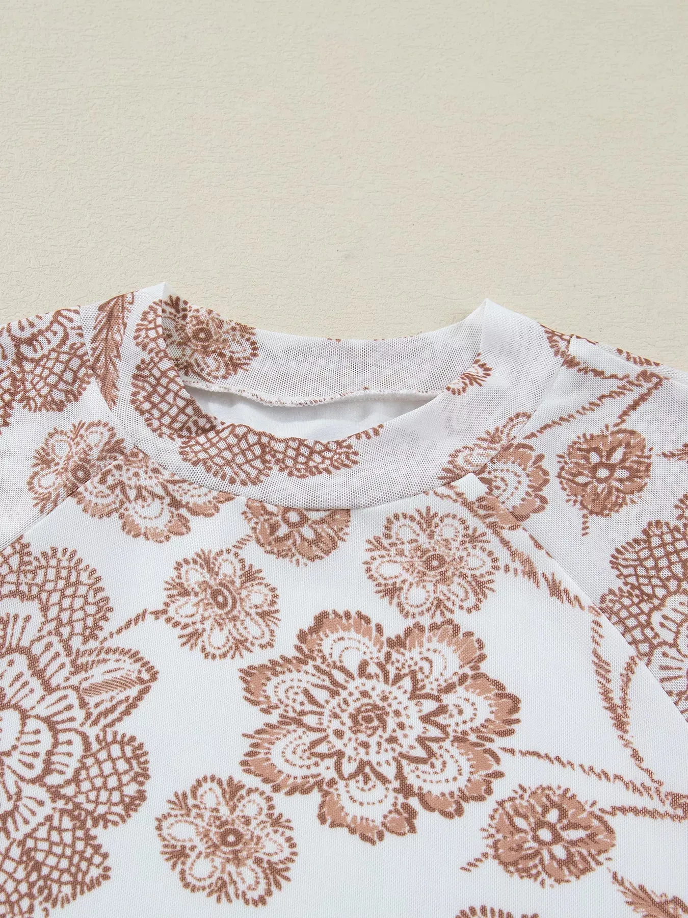 Thumbhole Long Sleeve Floral Print Mesh Top sold by Charming Charlie product image thumbnail 5