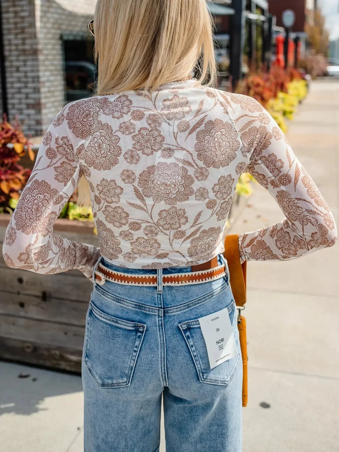 Thumbhole Long Sleeve Floral Print Mesh Top sold by Charming Charlie product image thumbnail 2