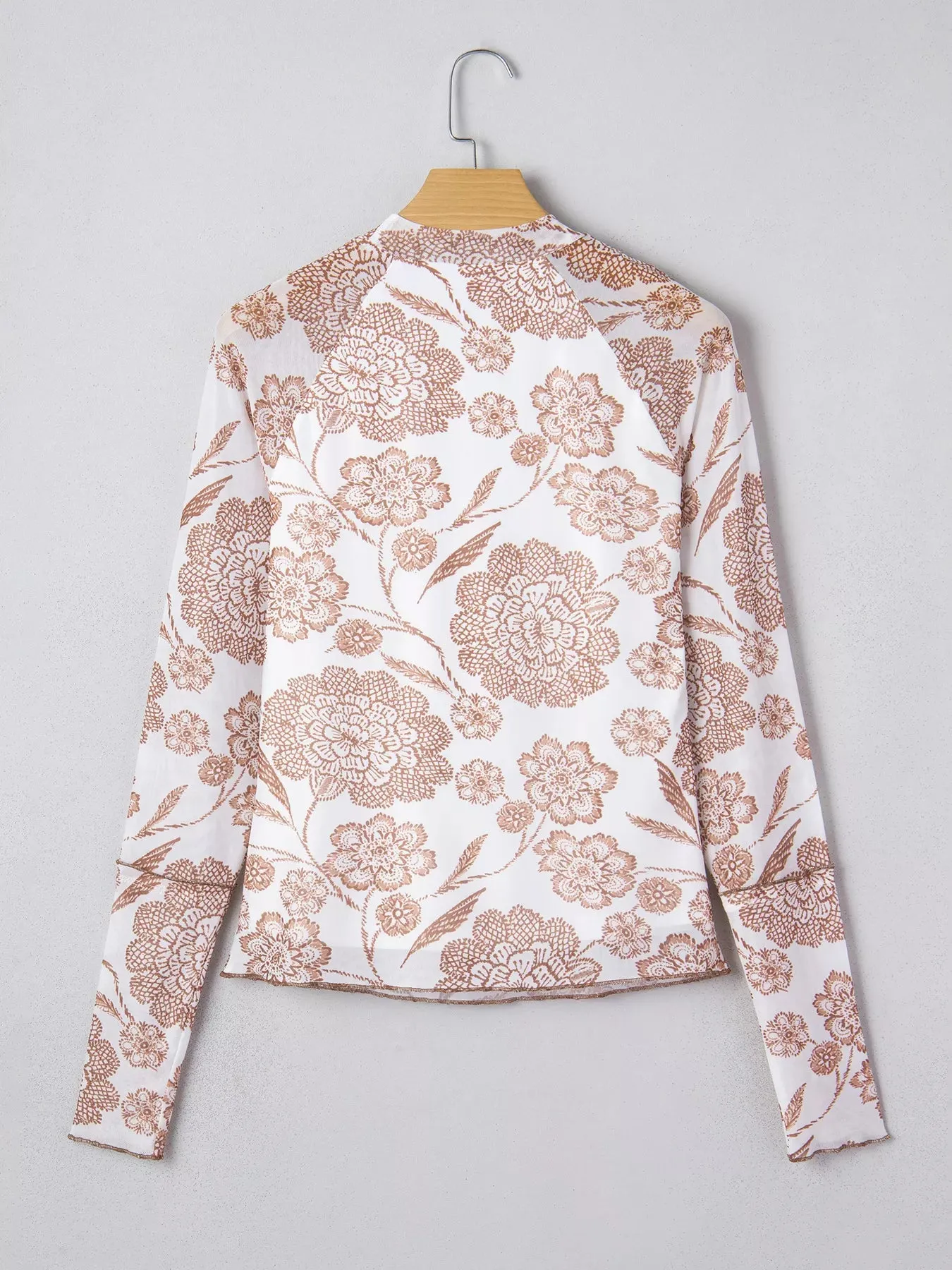 Thumbhole Long Sleeve Floral Print Mesh Top sold by Charming Charlie product image thumbnail 4