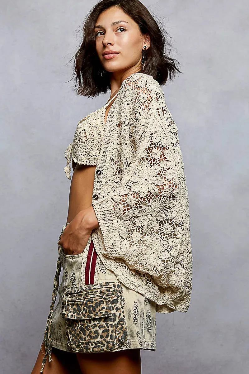 POL Crochet Knit Lightweight Cardigan sold by Charming Charlie product image thumbnail 3