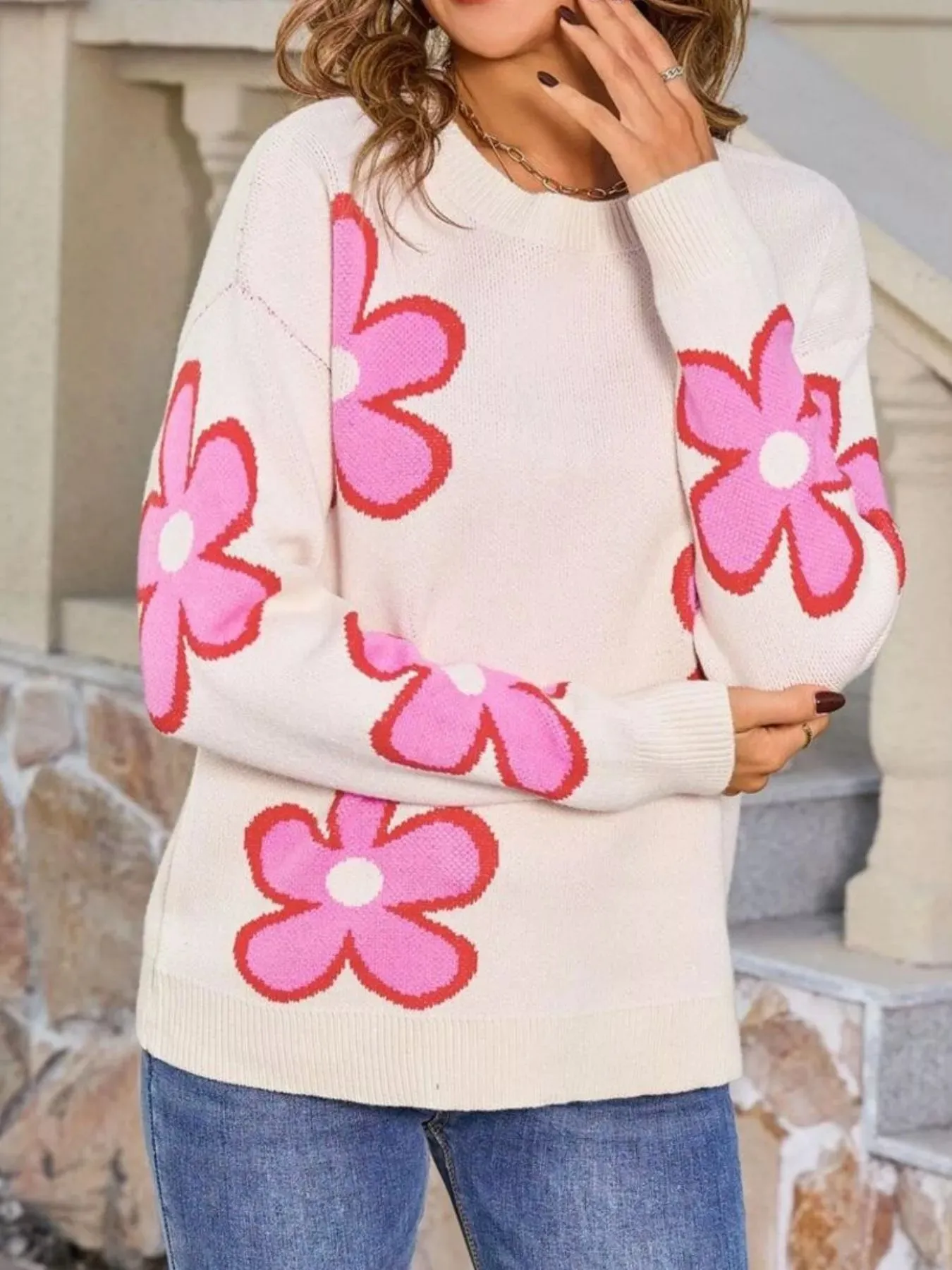 Floral Crew Neck Sweater sold by Charming Charlie product image thumbnail 4