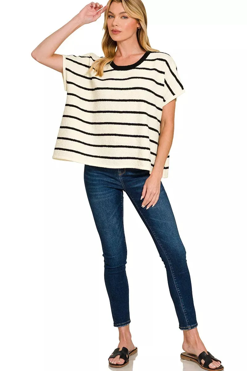 Zenana Striped Oversize Sweater Top sold by Charming Charlie product image thumbnail 4