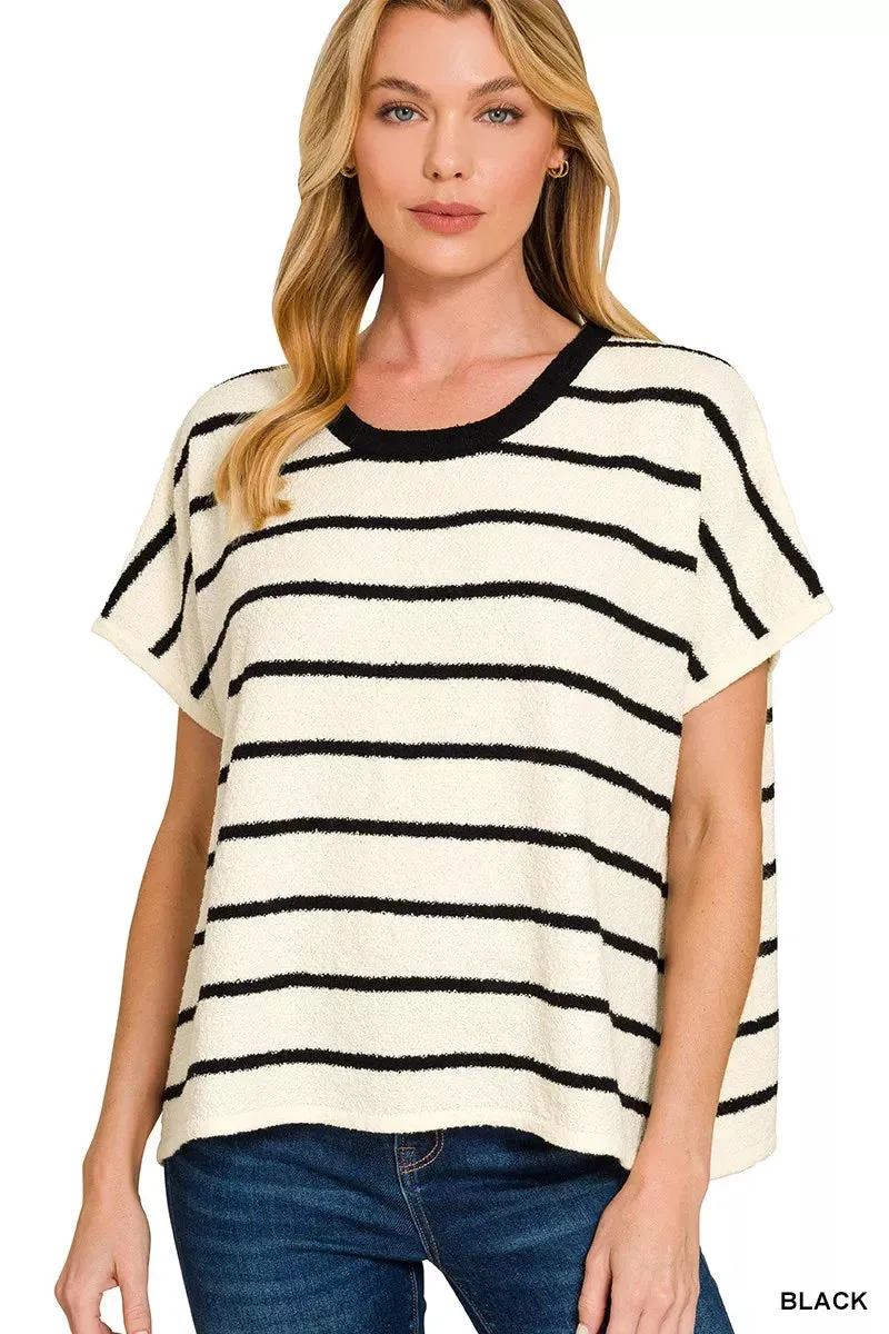 Zenana Striped Oversize Sweater Top sold by Charming Charlie