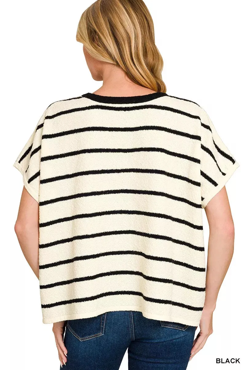 Zenana Striped Oversize Sweater Top sold by Charming Charlie product image thumbnail 3