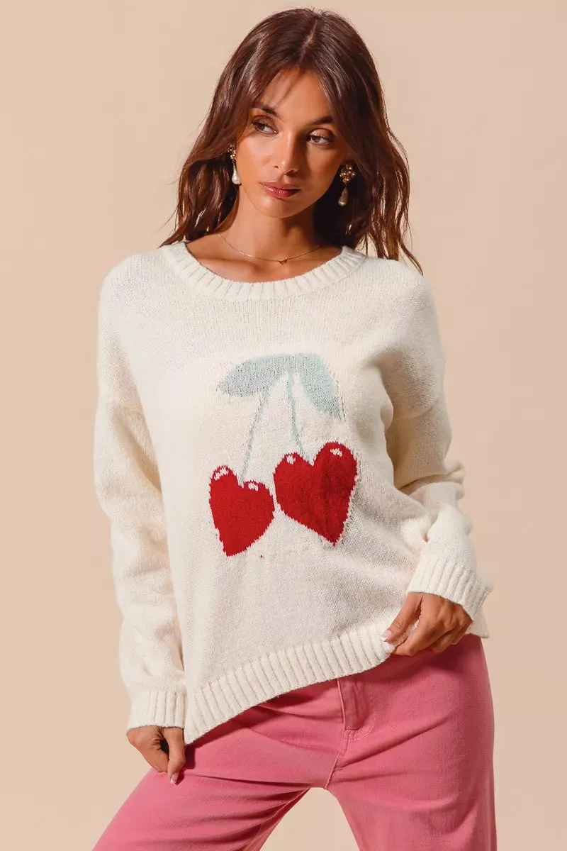 SO ME Heart Cherry Knitted Valentine Sweater Top sold by Charming Charlie product image thumbnail 4