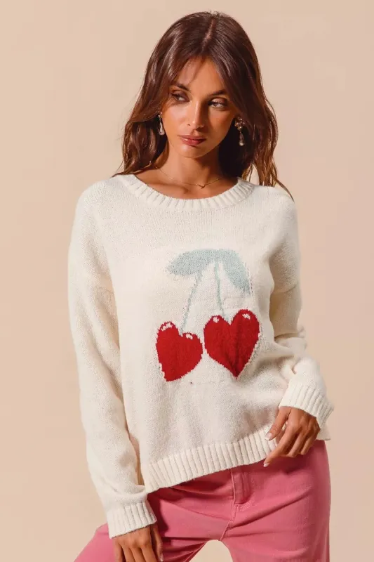 SO ME Heart Cherry Knitted Valentine Sweater Top sold by Charming Charlie