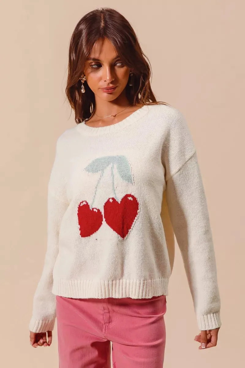 SO ME Heart Cherry Knitted Valentine Sweater Top sold by Charming Charlie product image thumbnail 5