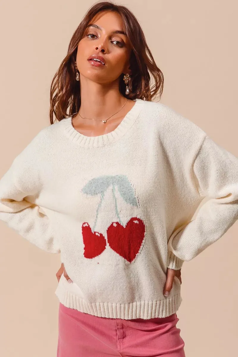SO ME Heart Cherry Knitted Valentine Sweater Top sold by Charming Charlie product image thumbnail 2