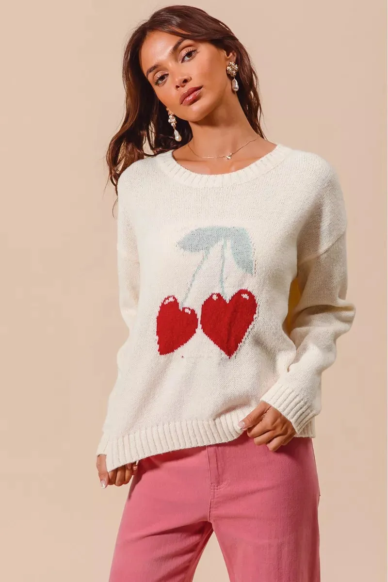 SO ME Heart Cherry Knitted Valentine Sweater Top sold by Charming Charlie product image thumbnail 3