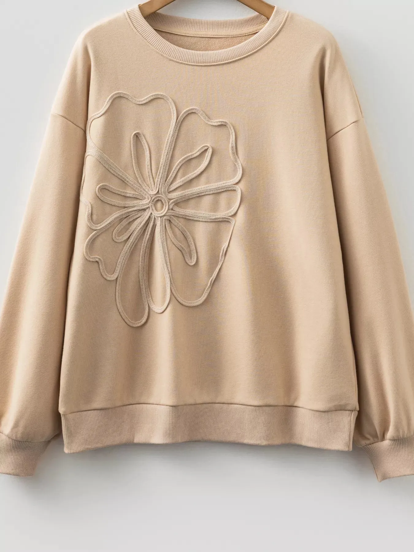 Embroidered Flower Pattern Drop Shoulder Sweatshirt sold by Charming Charlie product image thumbnail 2