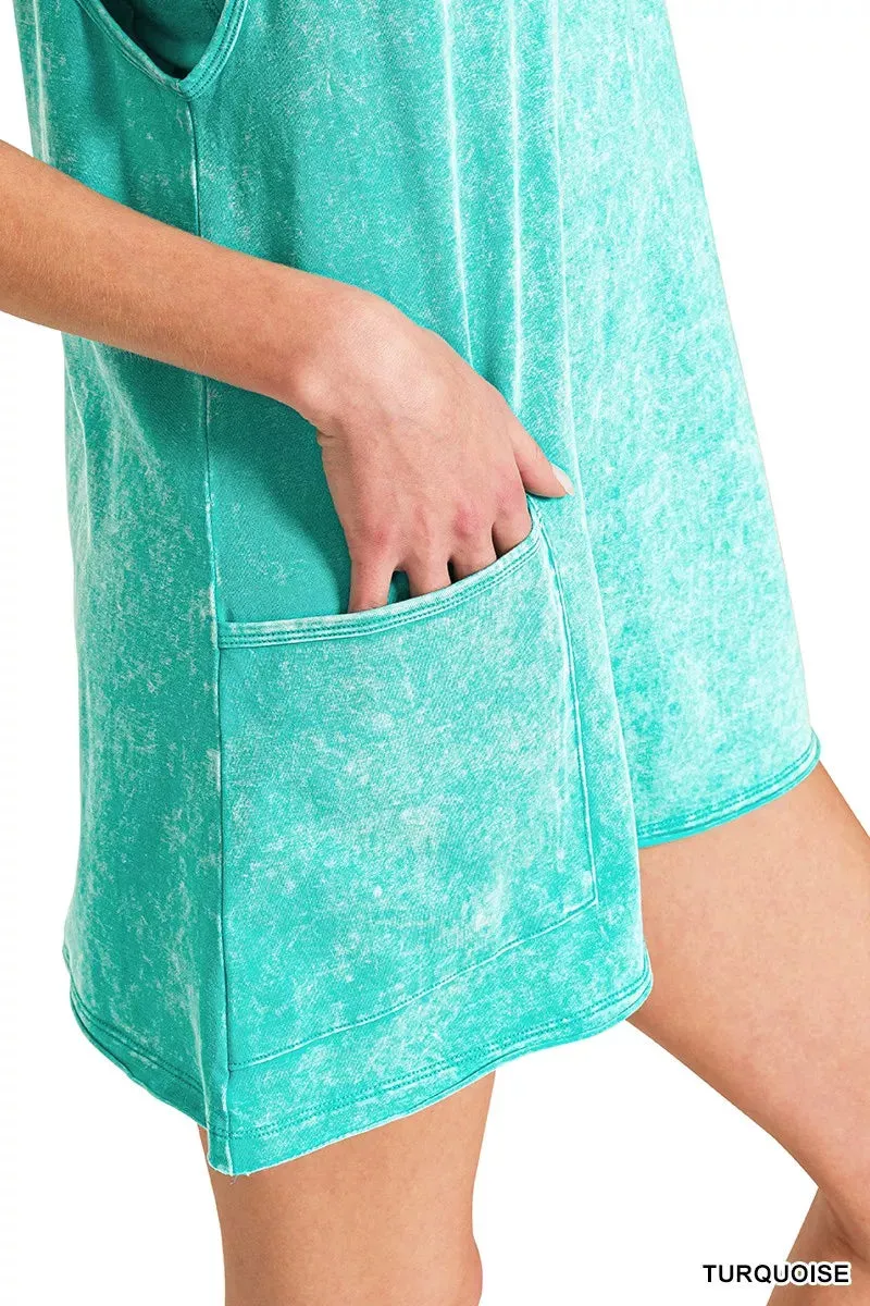 Zenana Acid Washed Mini Dress With Built-in Romper Liner sold by Charming Charlie product image thumbnail 5