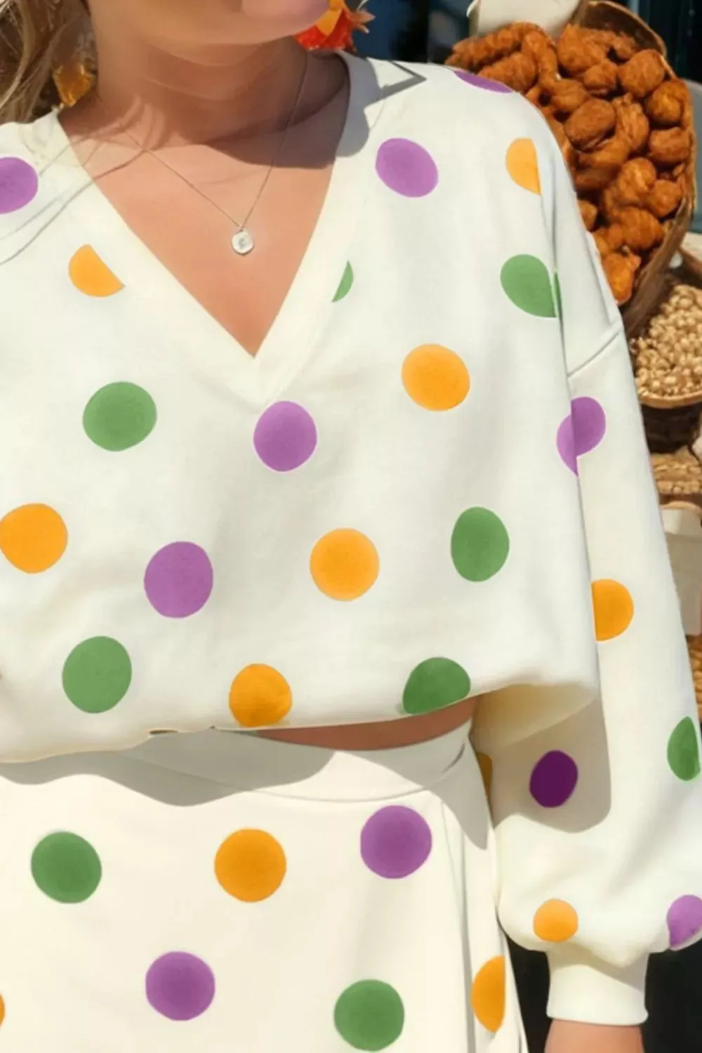 Polka Dot V-Neck Top and Skirt Set sold by Charming Charlie product image thumbnail 3