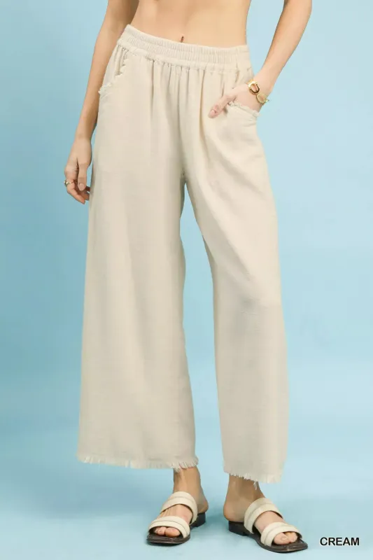 Umgee Frayed Hem Wide Leg Pants sold by Charming Charlie