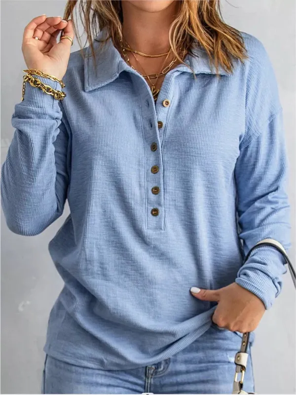 Full Size Button Detail Long Sleeve Top Plus Size sold by Charming Charlie