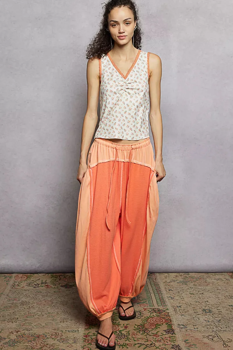 POL Ruched Floral V-Neck Tank with Lace Detail sold by Charming Charlie product image thumbnail 5