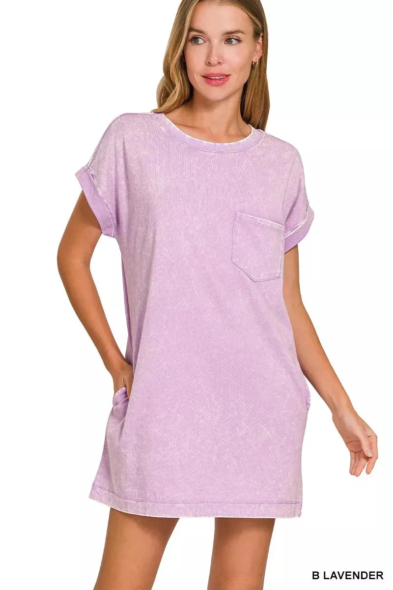 Zenana Premium Cotton Washed T-Shirt Dress sold by Charming Charlie