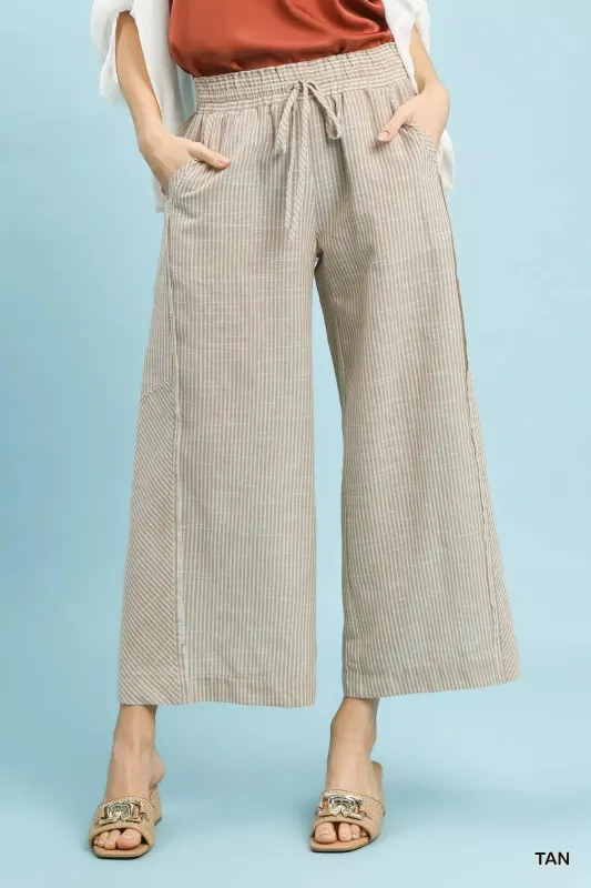 Umgee Linen Blend Striped Wide Leg Pants sold by Charming Charlie