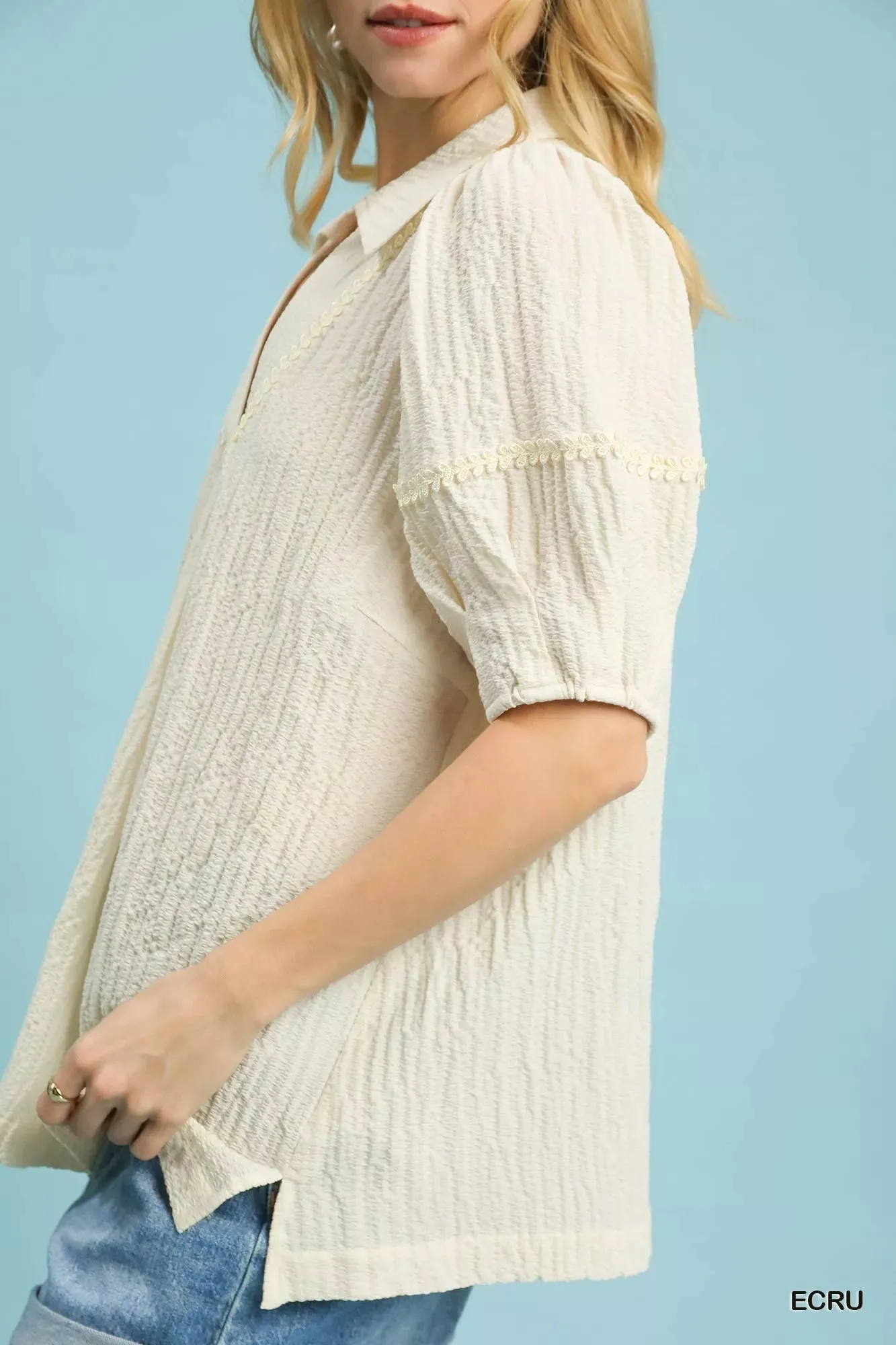 Umgee Textured Puff Sleeve Blouse sold by Charming Charlie product image thumbnail 5