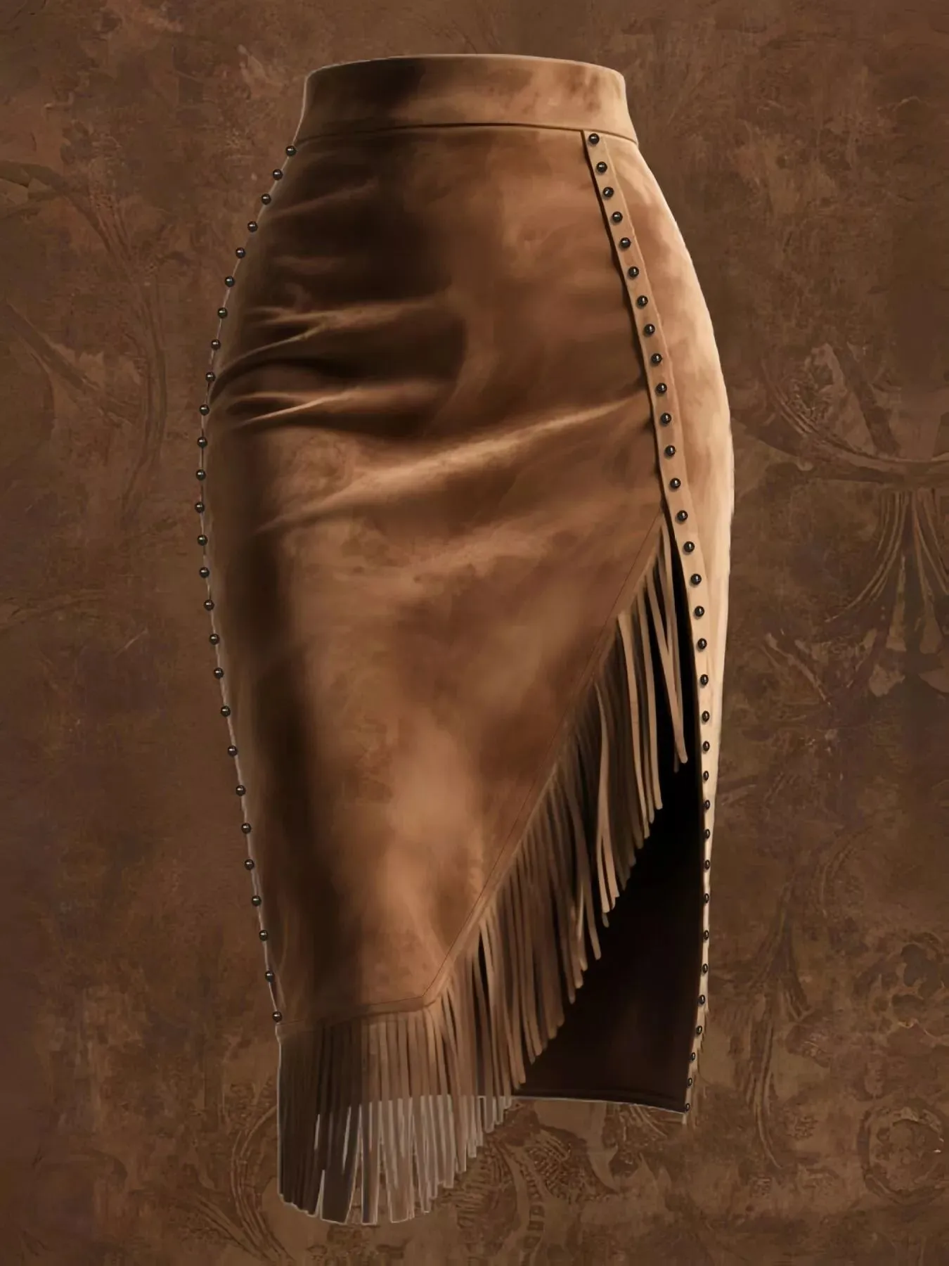 Studded Suede Fringe Midi Skirt sold by Charming Charlie product image thumbnail 2