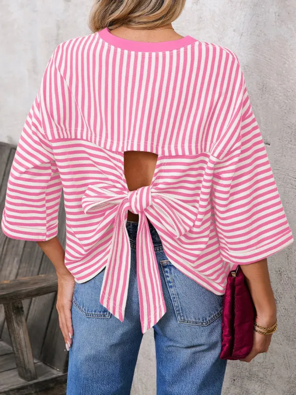 Striped Back Bow Tie T-Shirt sold by Charming Charlie