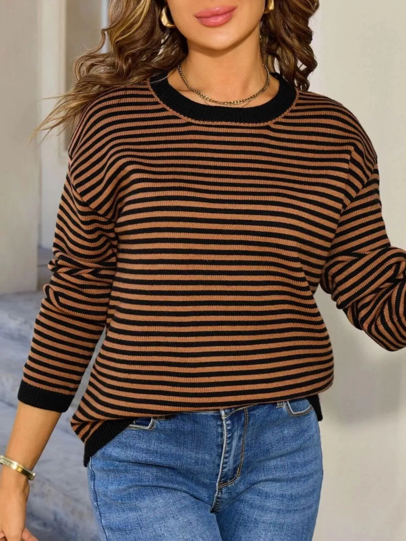 Striped Round Neck Sweater sold by Charming Charlie product image thumbnail 4