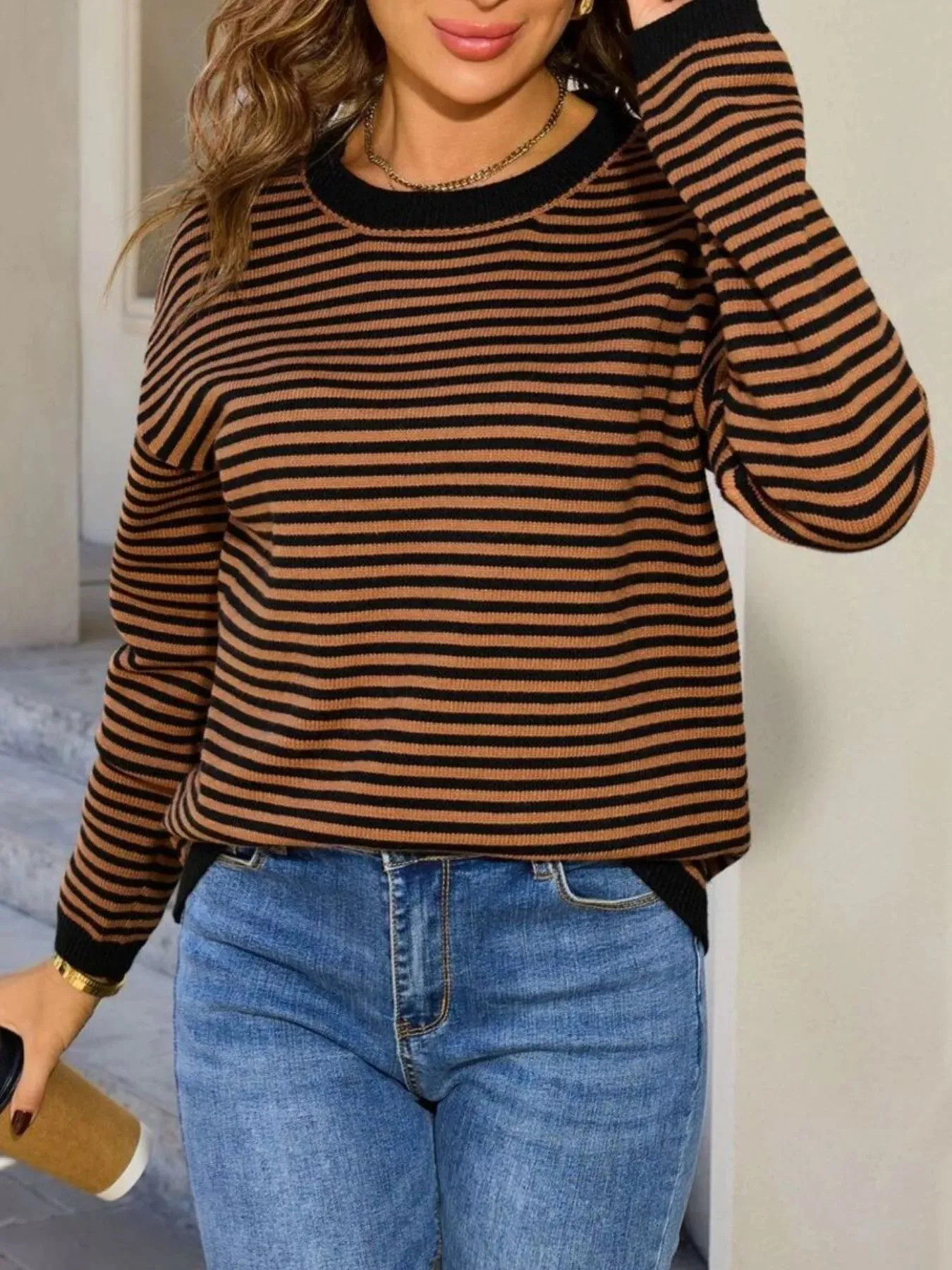Striped Round Neck Sweater sold by Charming Charlie product image thumbnail 2
