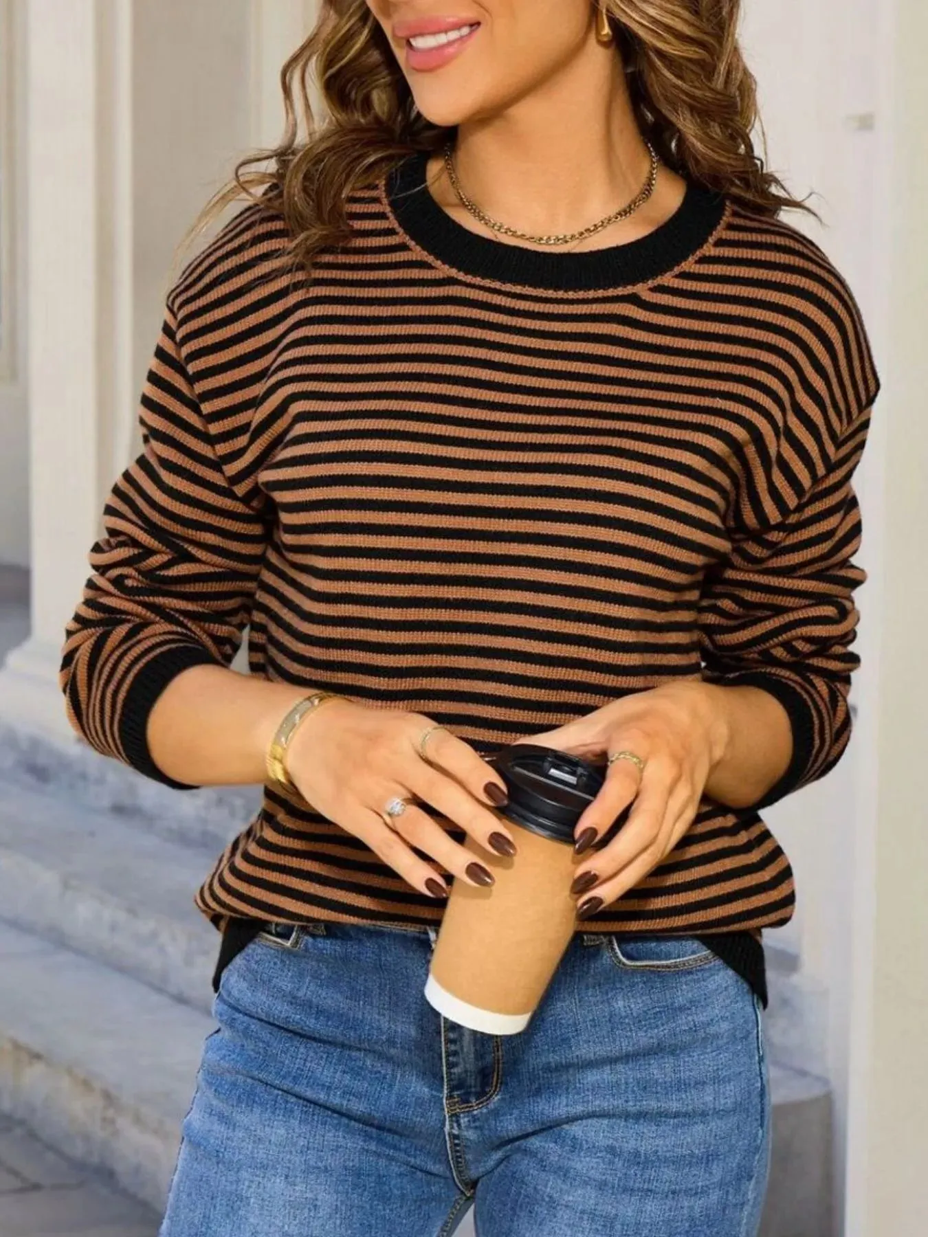 Striped Round Neck Sweater sold by Charming Charlie product image thumbnail 3