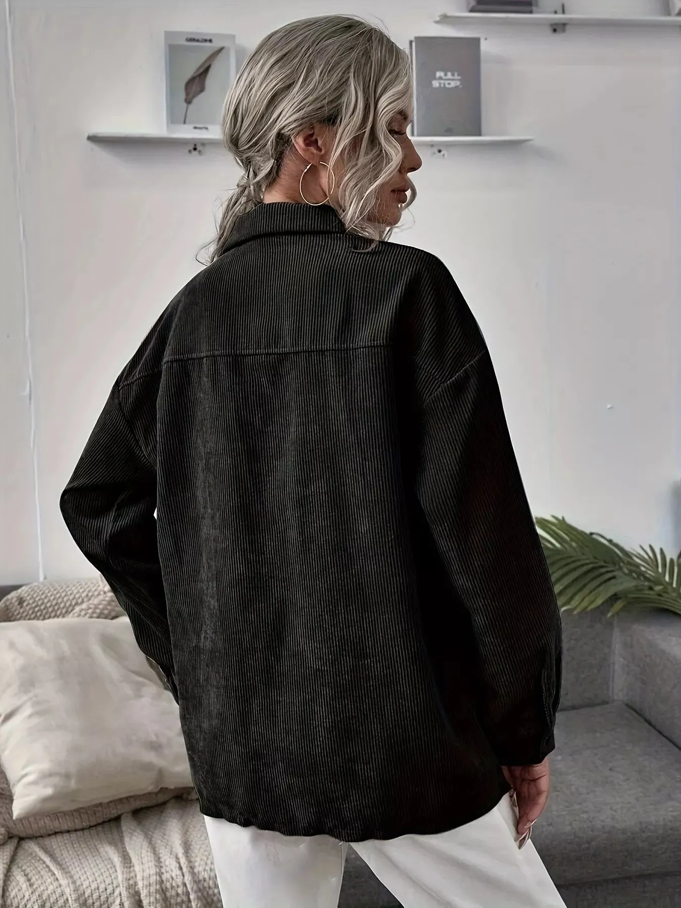 Casual Corduroy Button-Up Shacket sold by Charming Charlie product image thumbnail 5