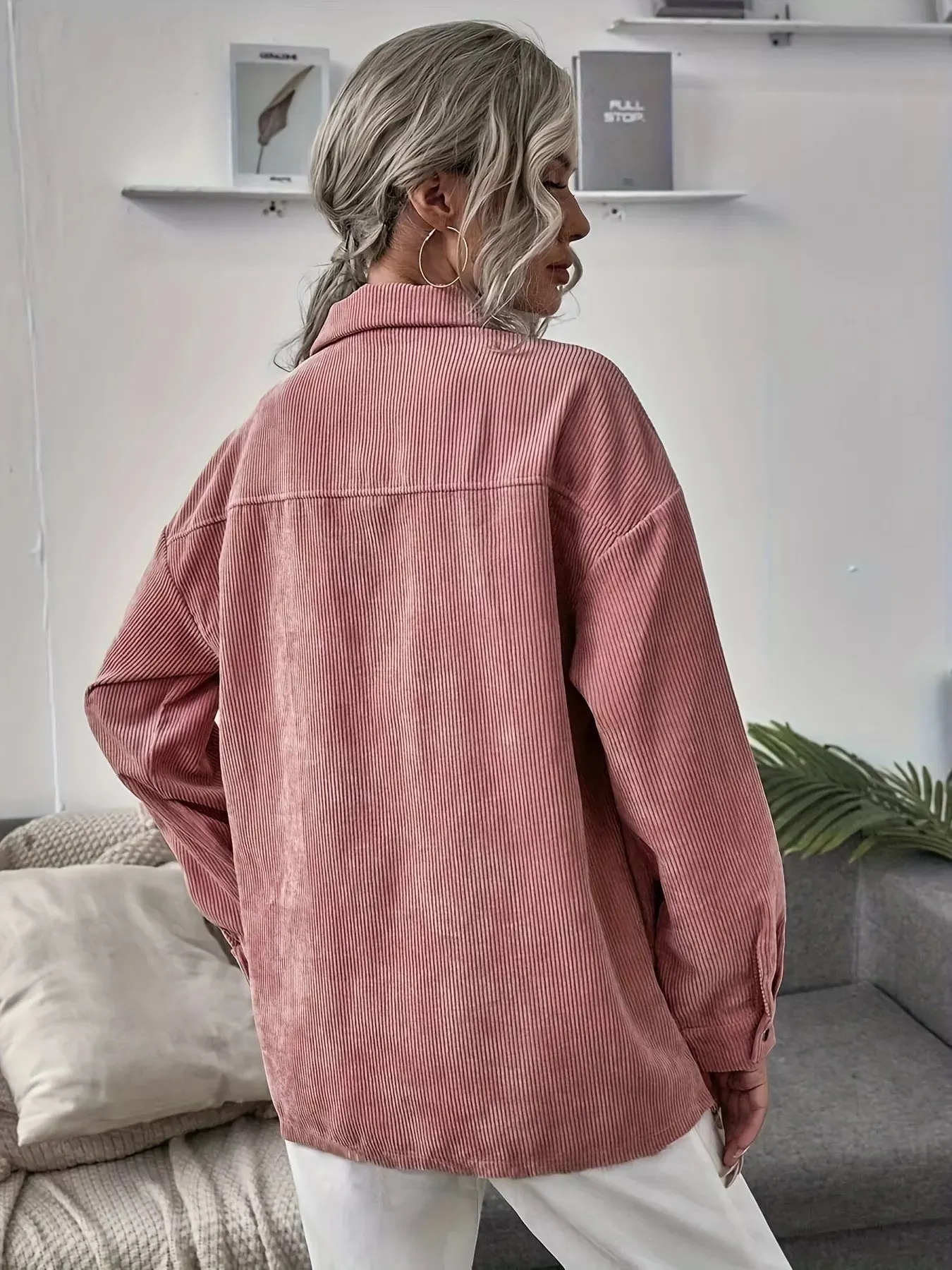 Casual Corduroy Button-Up Shacket sold by Charming Charlie product image thumbnail 2