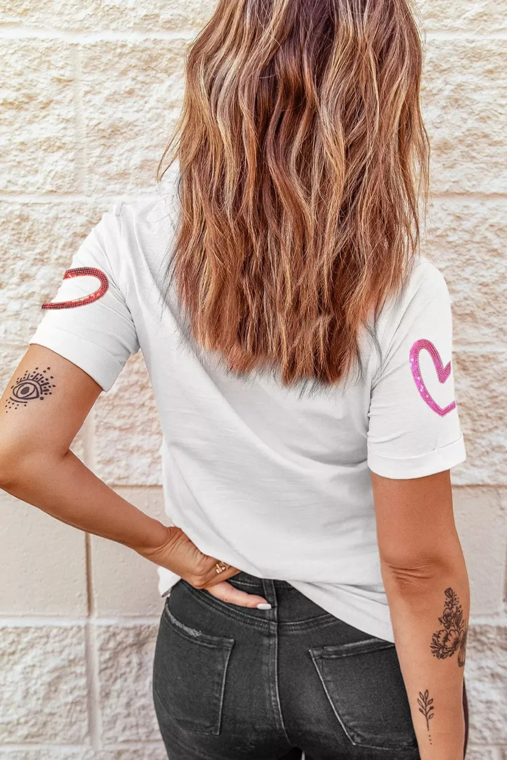 Sequin Heart Short Sleeve Casual Tee sold by Charming Charlie product image thumbnail 3