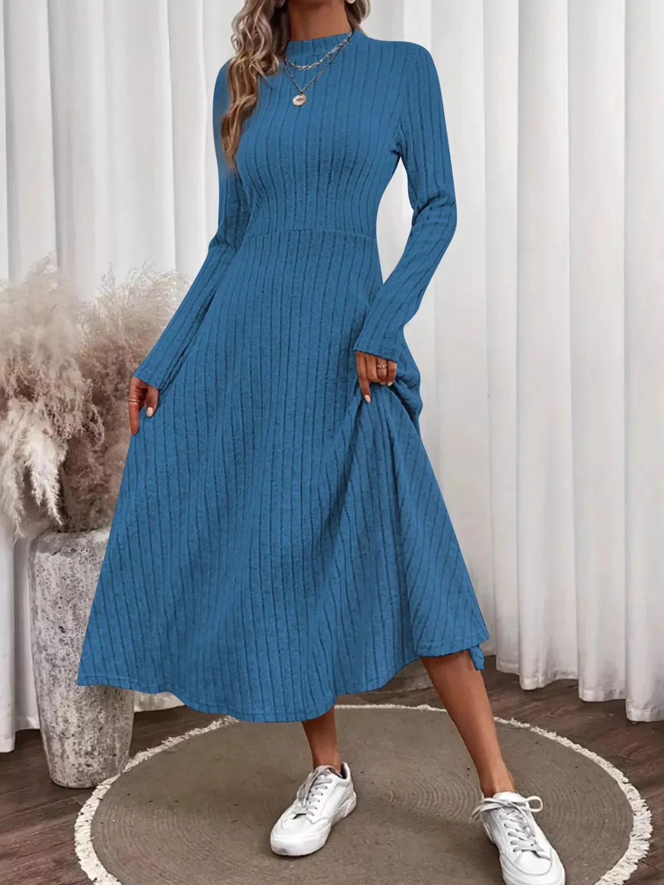 Ribbed Knit Long Sleeve Midi Dress sold by Charming Charlie product image thumbnail 2