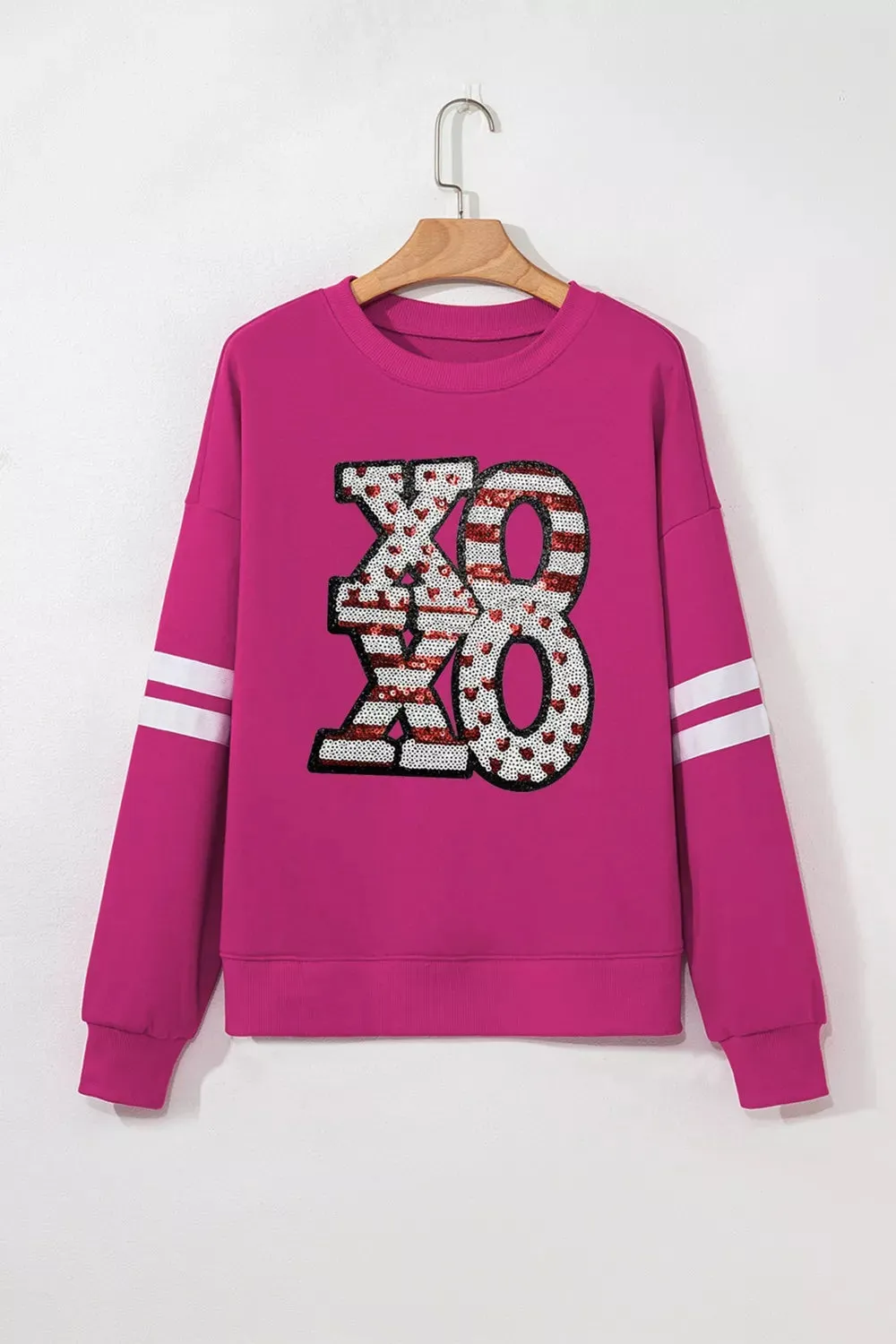Oversized Varsity Drop Shoulder Sequined XOXO Valentine Sweatshirt sold by Charming Charlie product image thumbnail 2