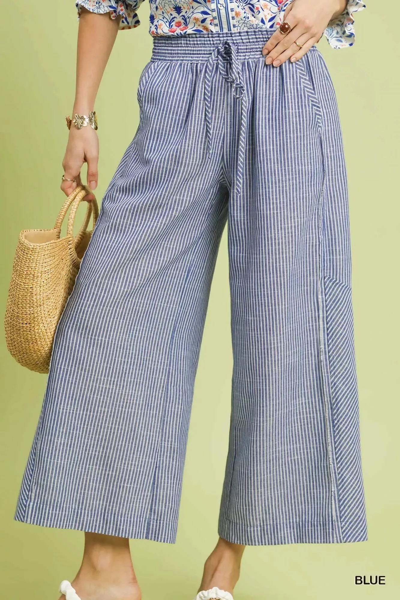 Umgee Linen Blend Striped Wide Leg Pants sold by Charming Charlie