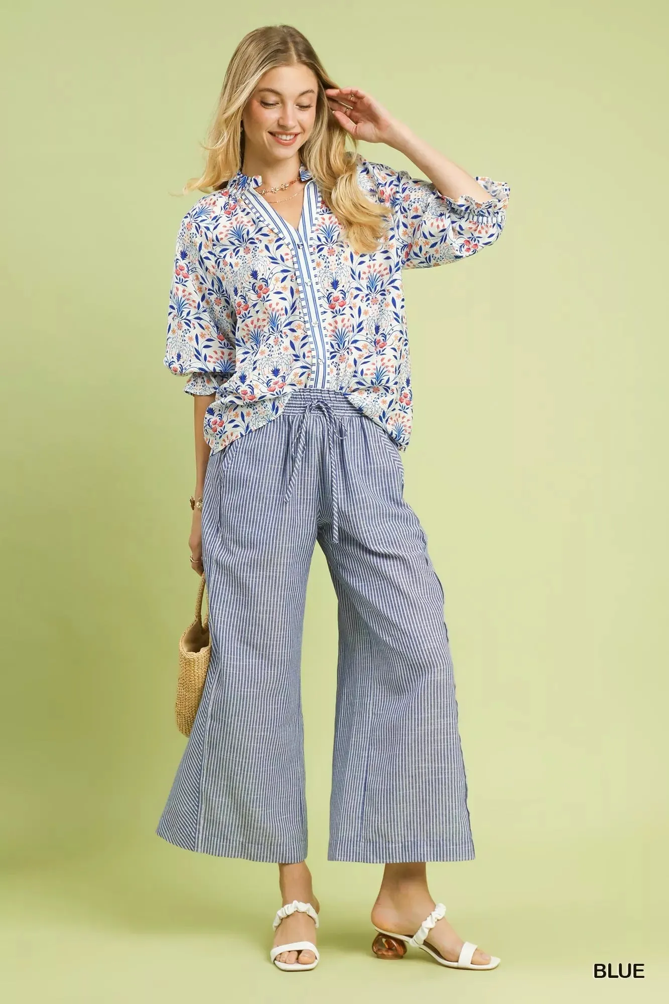 Umgee Linen Blend Striped Wide Leg Pants sold by Charming Charlie product image thumbnail 2