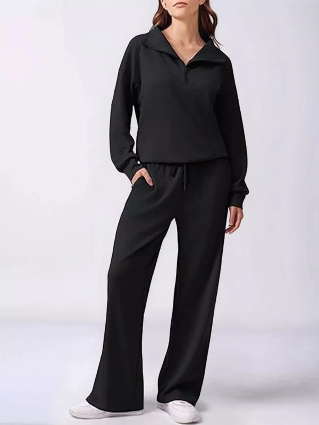 Relaxed Fit Quarter-Zip Top and Pants Set sold by Charming Charlie product image thumbnail 4