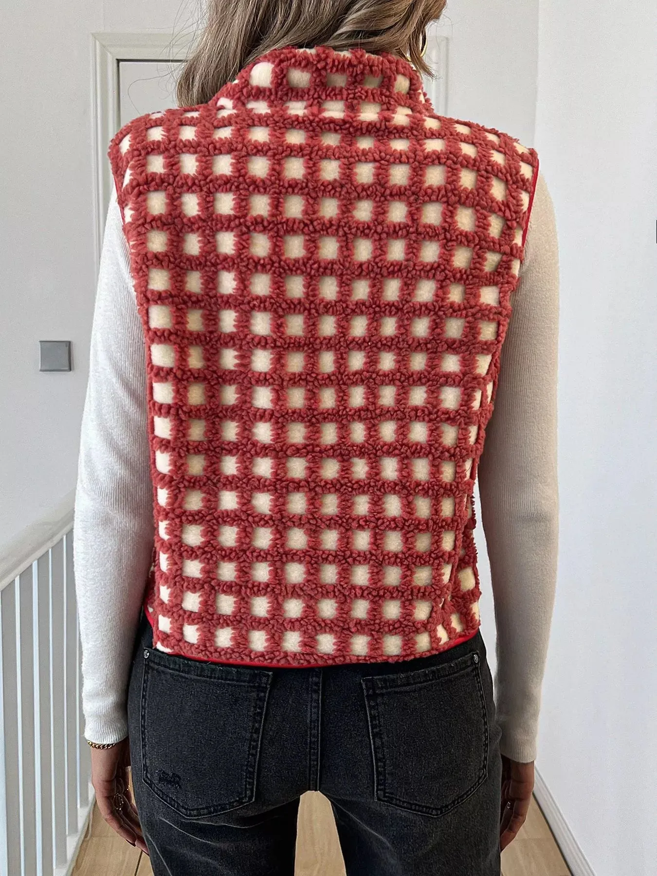 Plaid Zip Up Vest Coat sold by Charming Charlie product image thumbnail 4