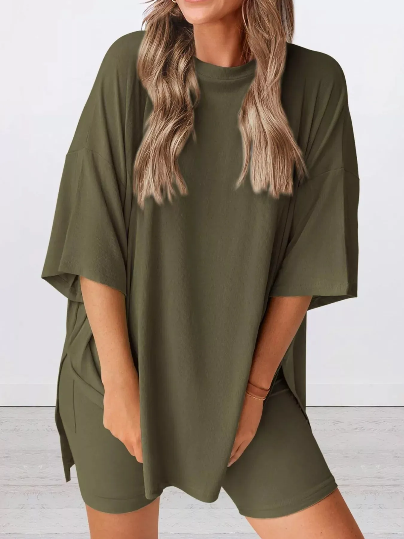 Full Size Half Sleeve T-Shirt and Shorts Set Plus Size sold by Charming Charlie product image thumbnail 2