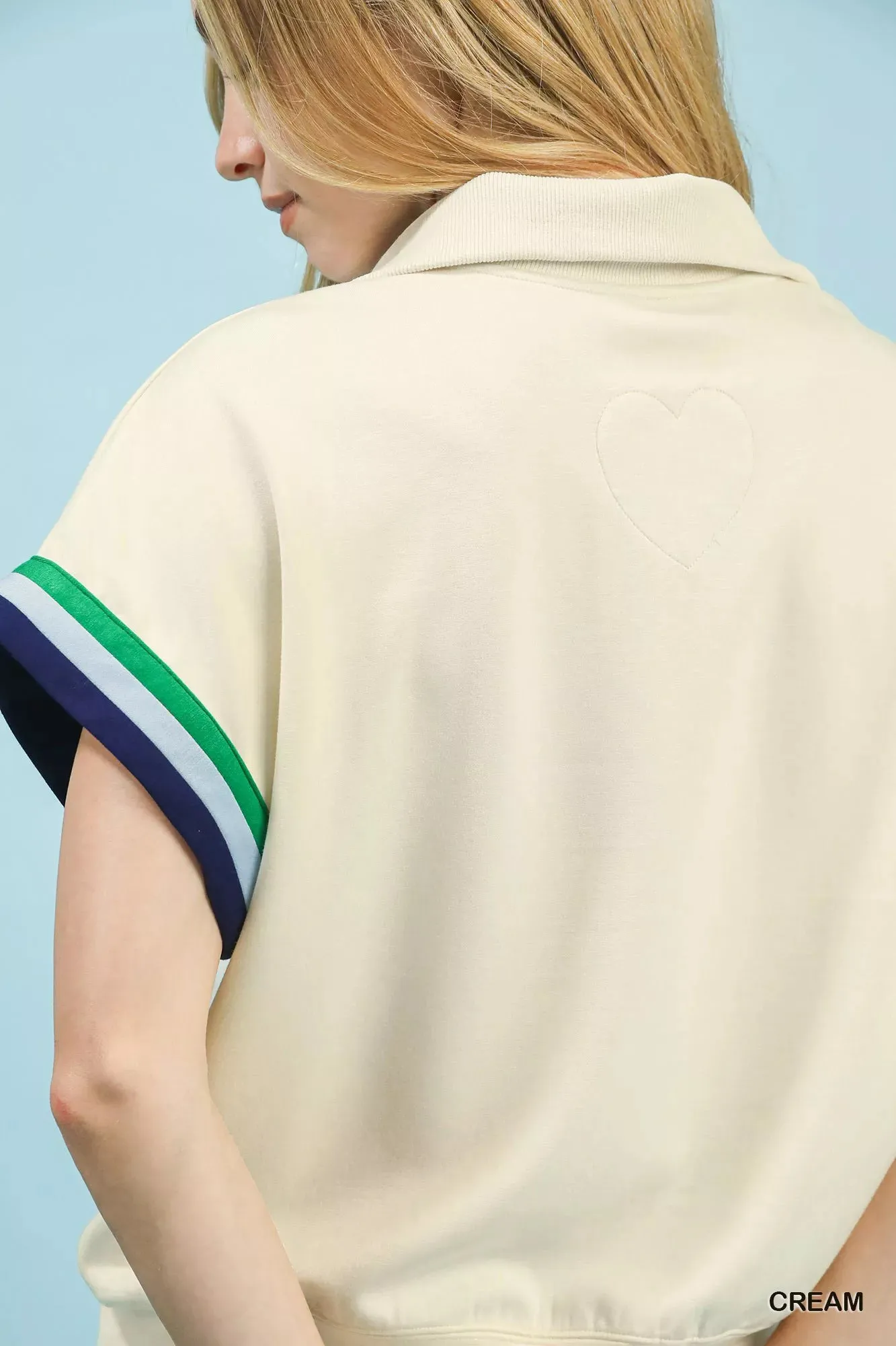 Umgee Zip Front Casual Top with Contrast Stripe Trim sold by Charming Charlie product image thumbnail 4