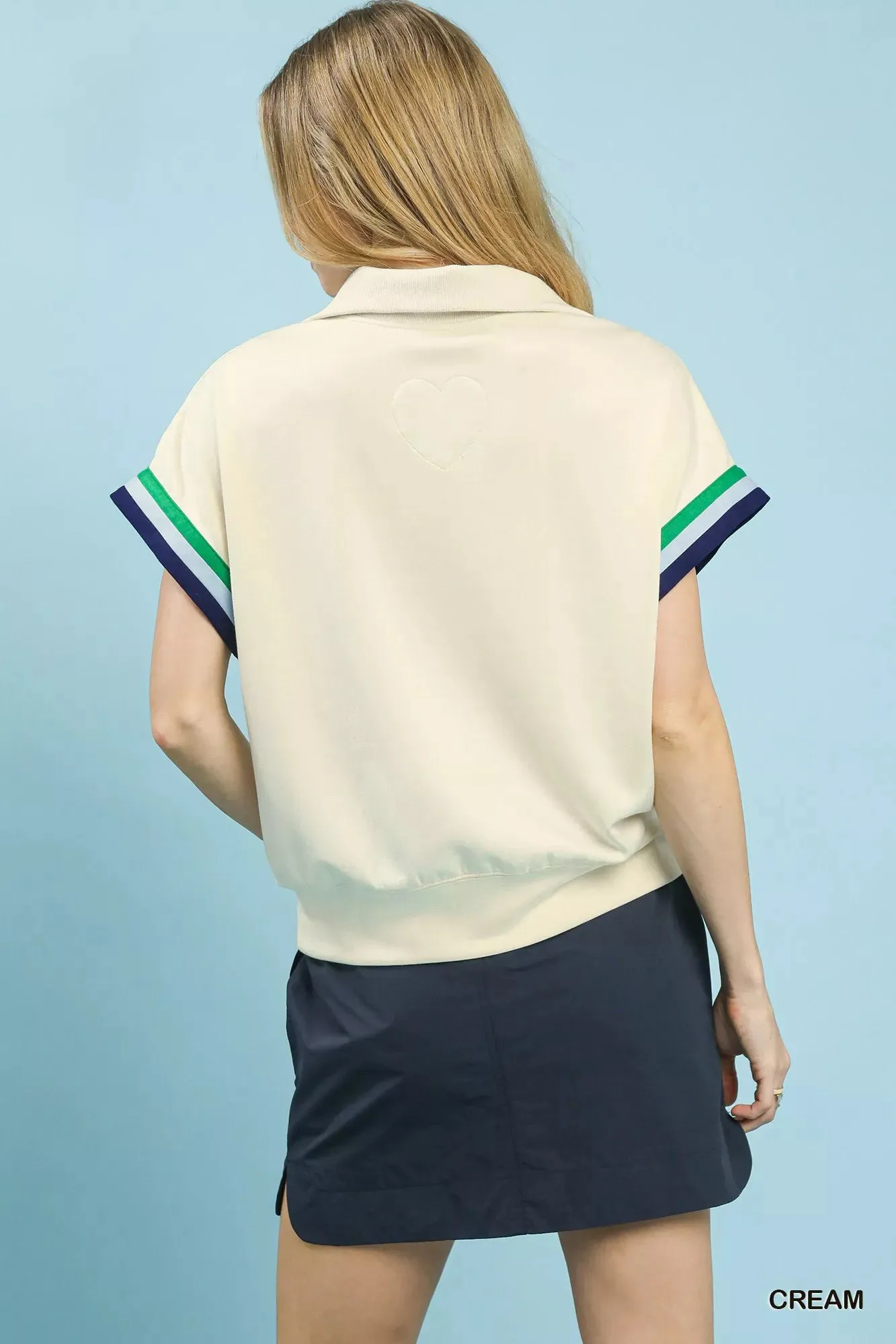 Umgee Zip Front Casual Top with Contrast Stripe Trim sold by Charming Charlie product image thumbnail 5