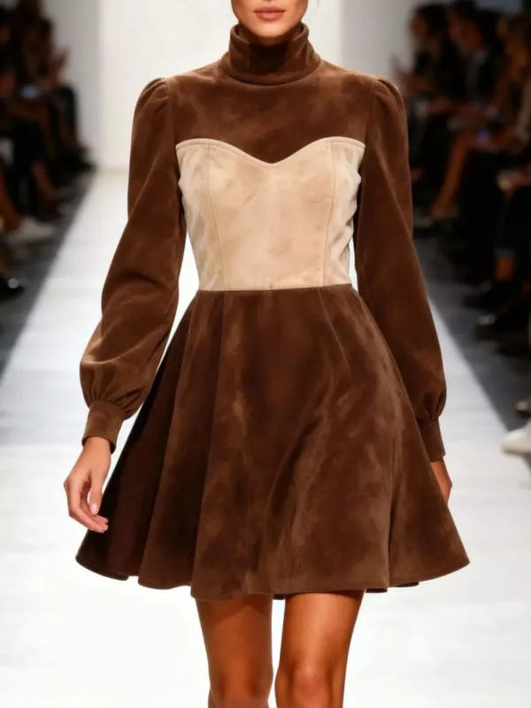 Turtleneck Long Sleeve Mini Dress made by Trendsi