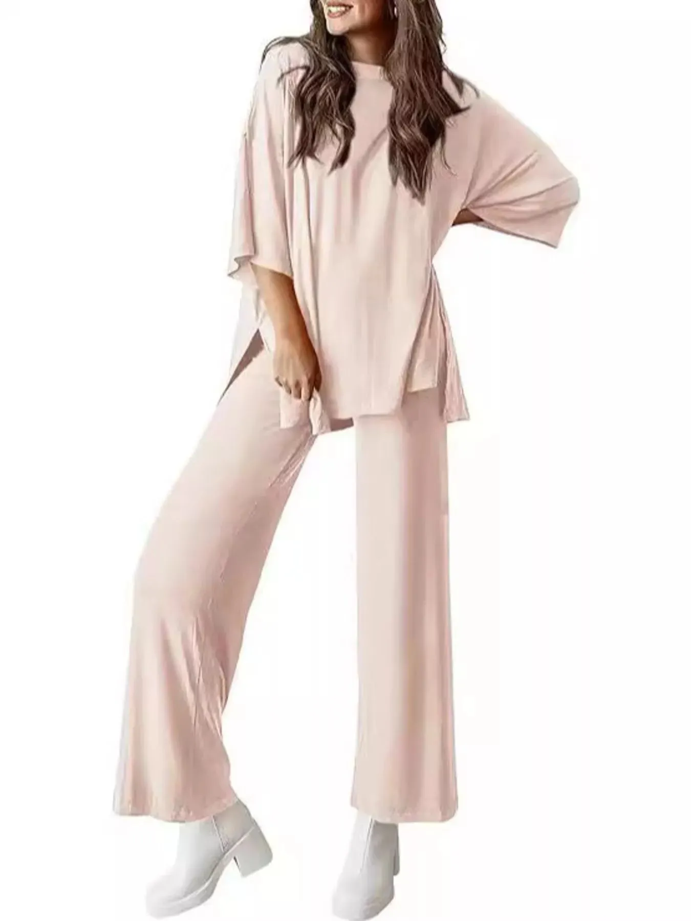 Relaxed Fit Round Neck Top and Pants Two-Piece Set sold by Charming Charlie product image thumbnail 4