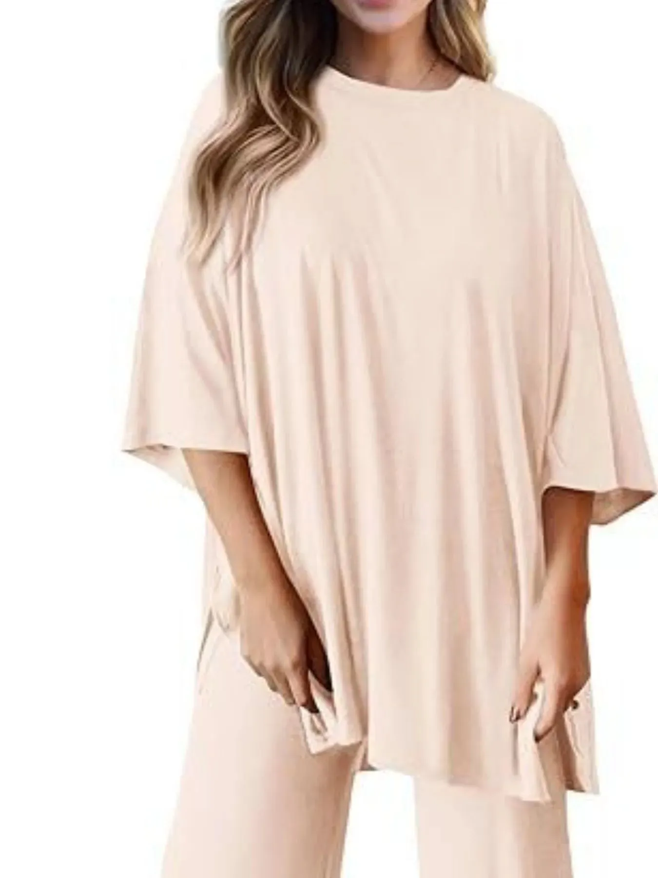Relaxed Fit Round Neck Top and Pants Two-Piece Set sold by Charming Charlie product image thumbnail 5