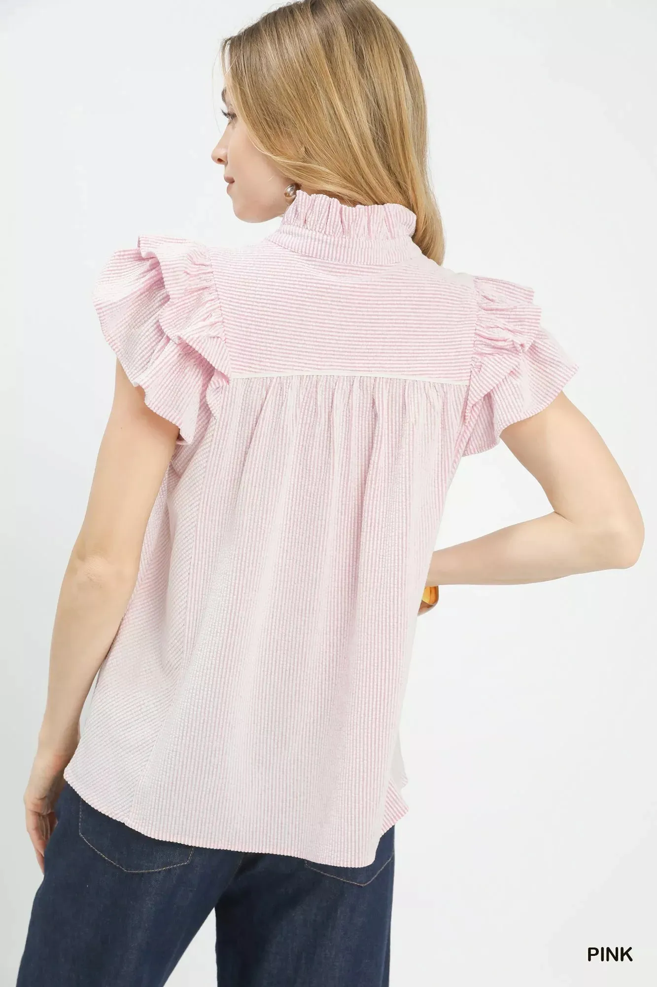 Umgee Ruffled Sleeve Textured Blouse sold by Charming Charlie product image thumbnail 4