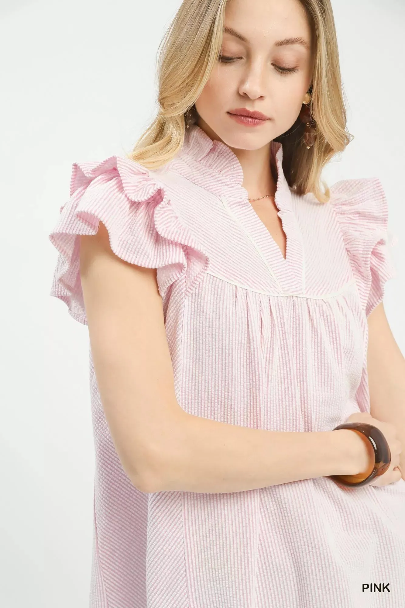 Umgee Ruffled Sleeve Textured Blouse sold by Charming Charlie product image thumbnail 5