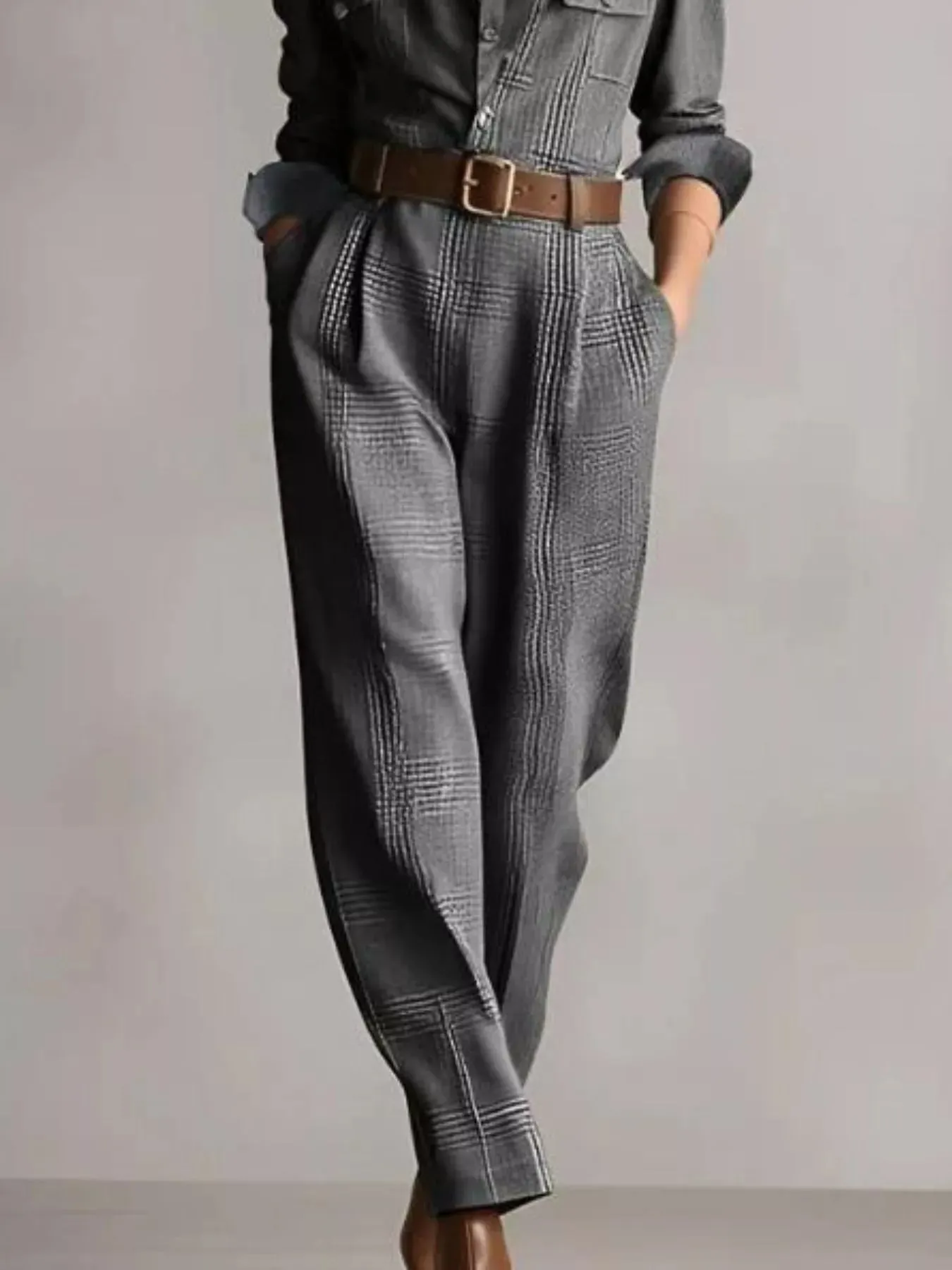 Button Front Long Sleeve Jumpsuit sold by Charming Charlie product image thumbnail 5