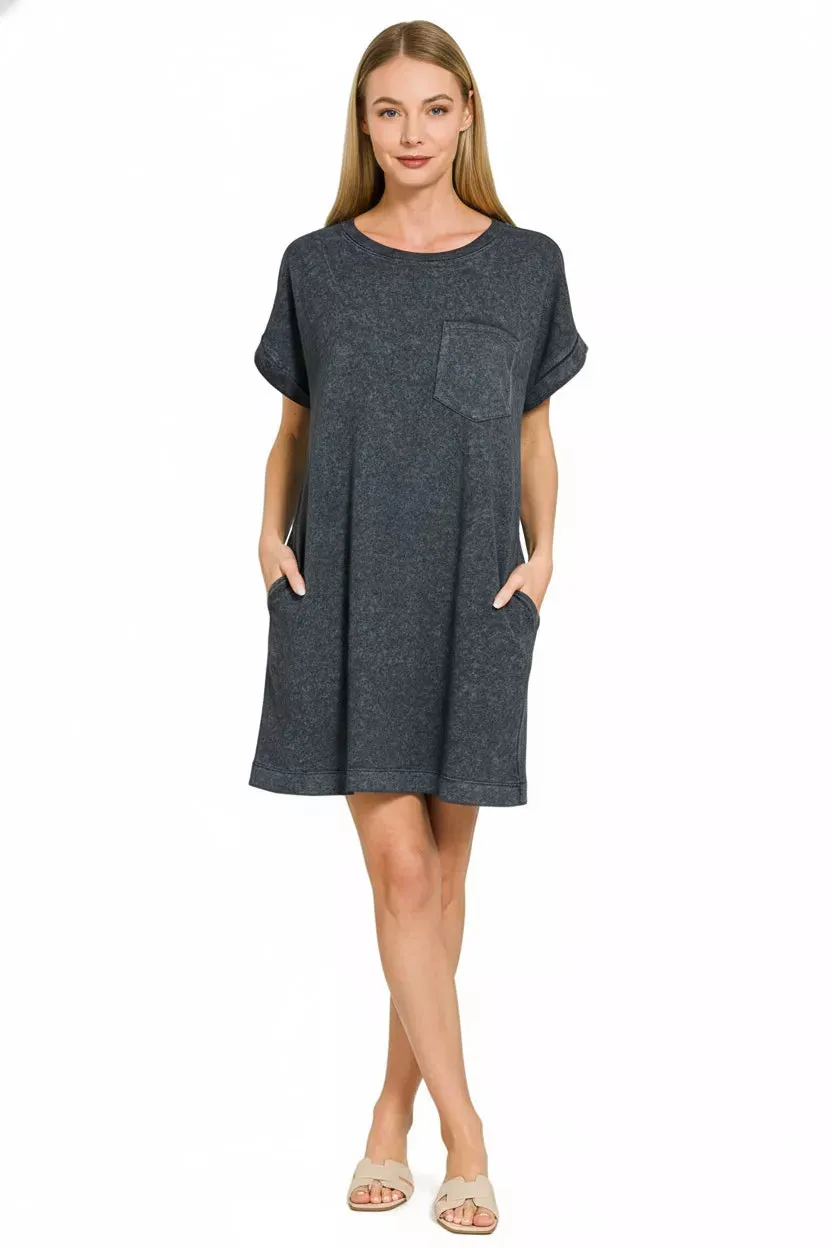 Zenana Premium Cotton Washed T-Shirt Dress sold by Charming Charlie product image thumbnail 3