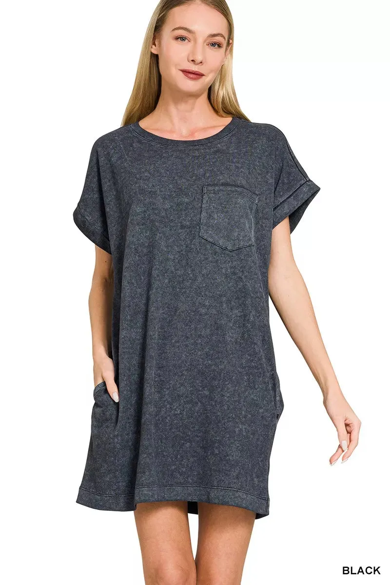 Zenana Premium Cotton Washed T-Shirt Dress sold by Charming Charlie