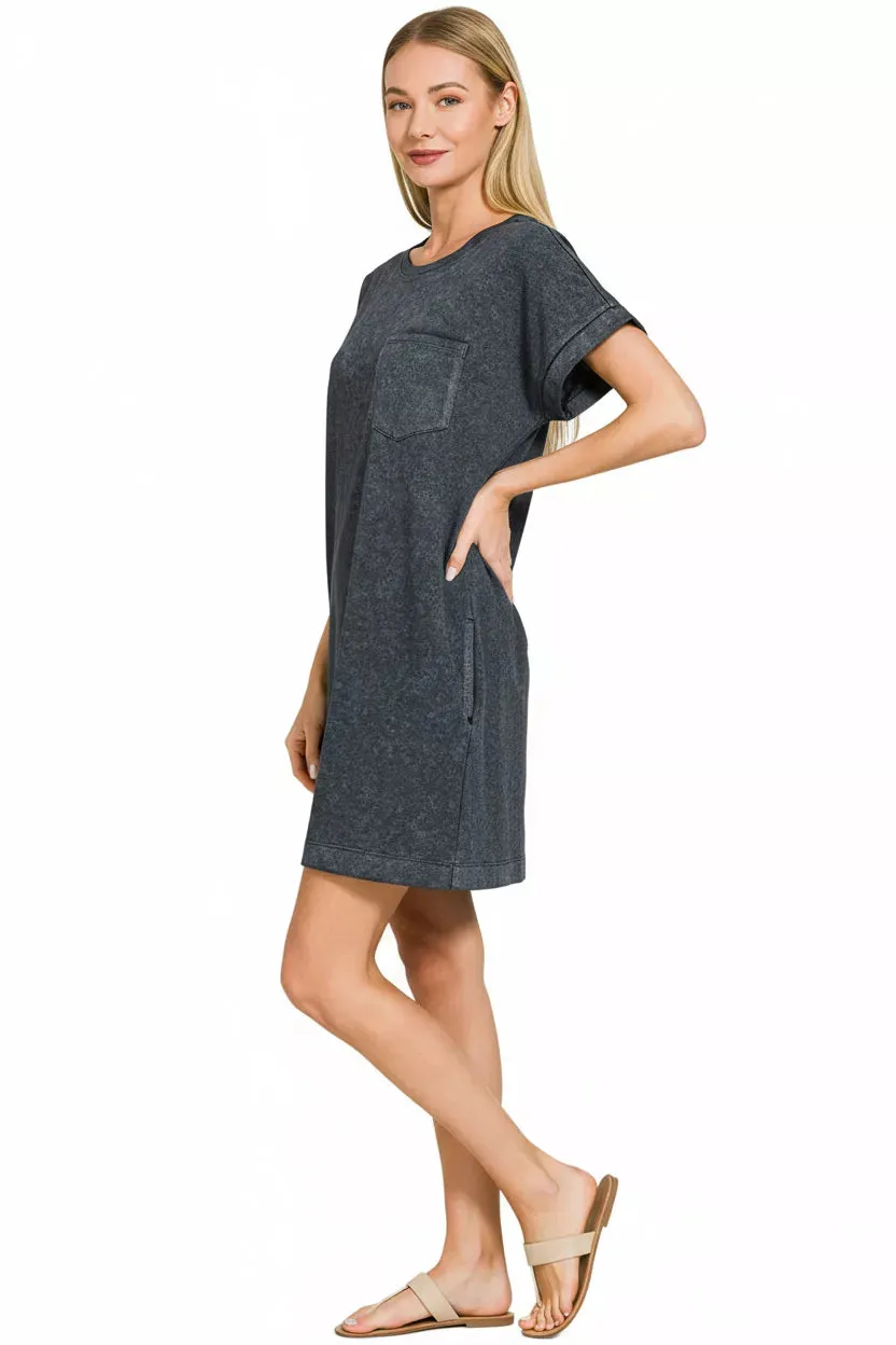 Zenana Premium Cotton Washed T-Shirt Dress sold by Charming Charlie product image thumbnail 2