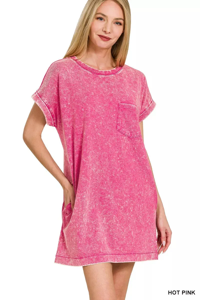 Zenana Premium Cotton Washed T-Shirt Dress sold by Charming Charlie product image thumbnail 2