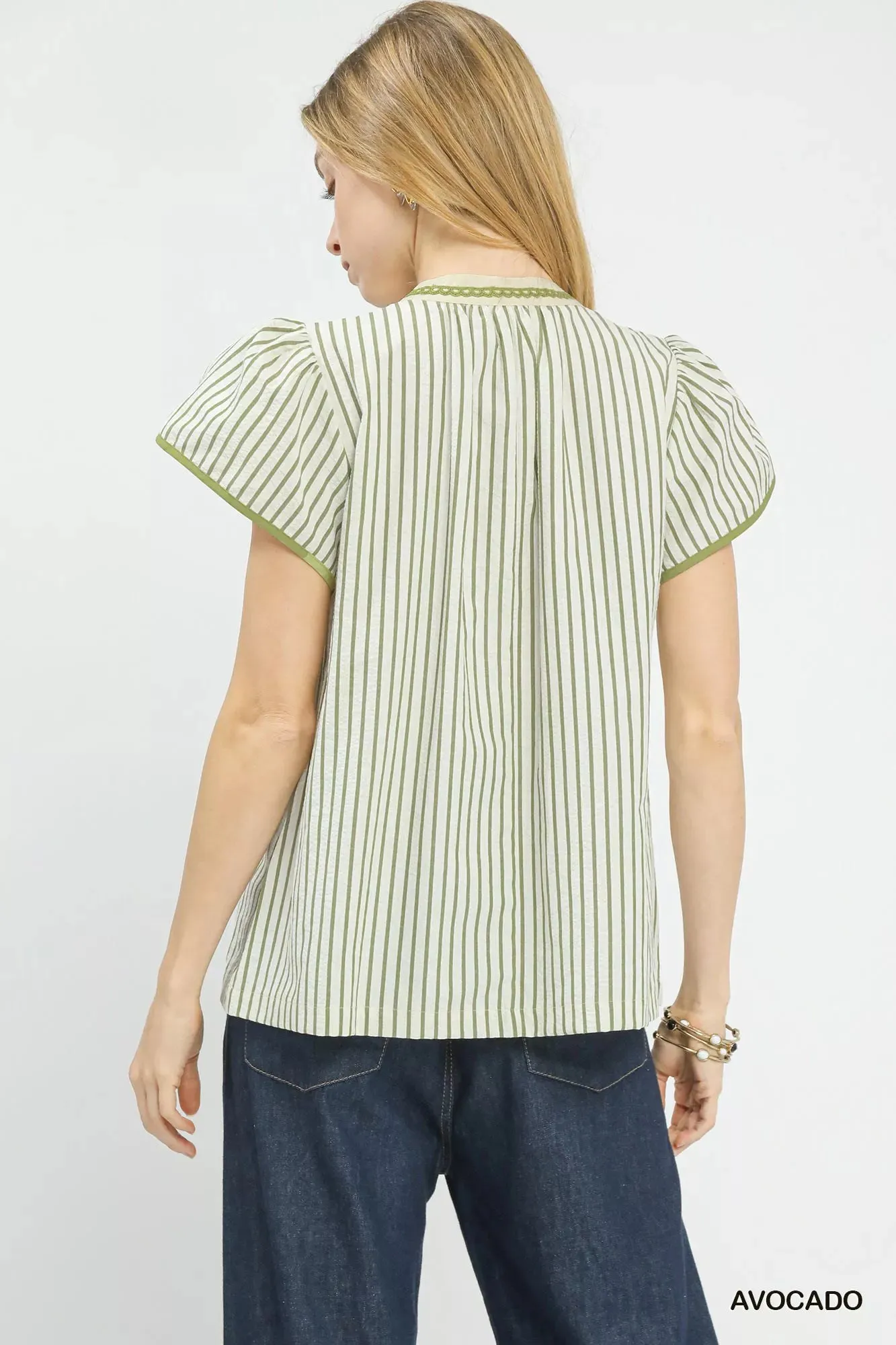 Umgee V-Neck Stripe Top with Lace Trim sold by Charming Charlie product image thumbnail 4